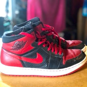 Red and black Air Jordan